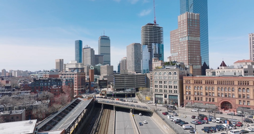 Aerial view of Boston skyline, one of the top U.S. cities for high median income